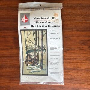 Vintage 70s Crewel Embroidery Kit: Sugar Bush Maple Syrup Shack #402 Trees